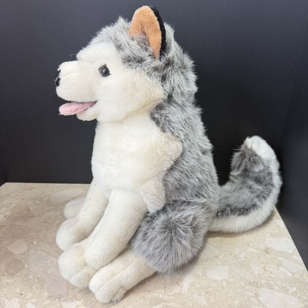 Vintage Kelly Trading Realistic Fluffy Husky Puppy Dog Stuffed Animal Plush 14"